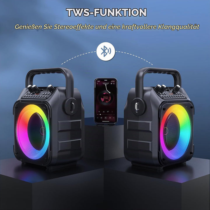 Singingmate Karaoke-Maschine, tragbarer Bluetooth-Lautsprecher für Erwachsene mit 2 drahtlosen Mikro