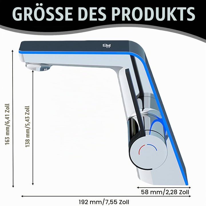 Wasserhahn Bad mit LED-Temperaturanzeige, Waschtischarmatur Badarmatur Einhebelmischer 2 Strahlarten