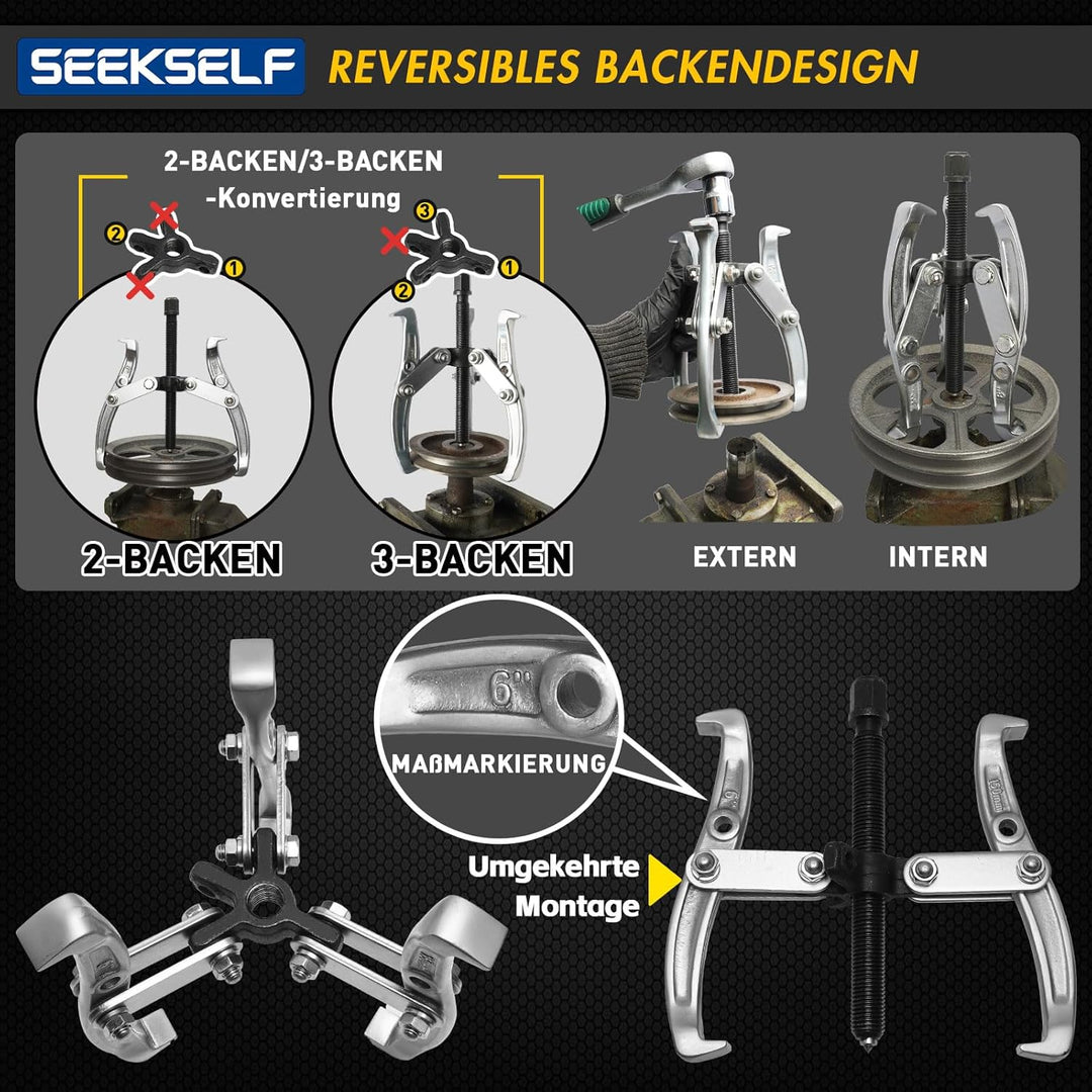 3" 4" 6" 8" Zahnradabzieher-Set, 2-Backen/3-Backen-Lagerabzieher-Kit mit Ratschenschlüssel für den A