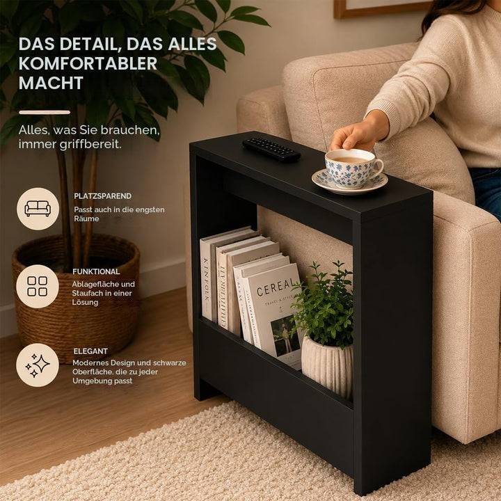 Beistelltisch mit integriertem Magazinhalter| kompakter Beistelltisch für Wohnzimmer und Büro| platz