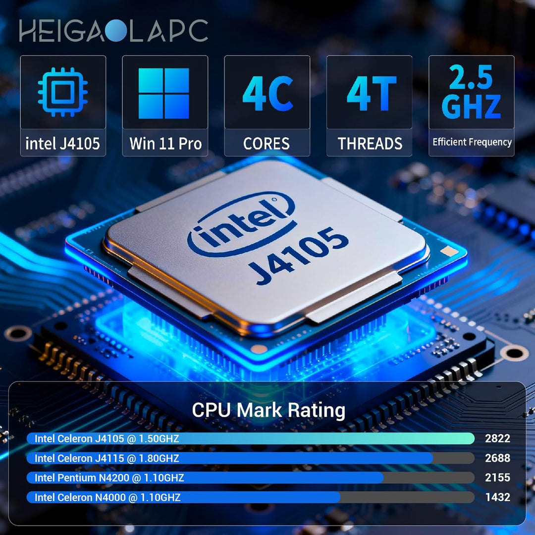 HEIGAOLAPC Mini PC Stick,Win 11 8GB RAM 128GB eMMC Celeron J4115 2.7 GHz, USB-C Fanless Desktop PC,