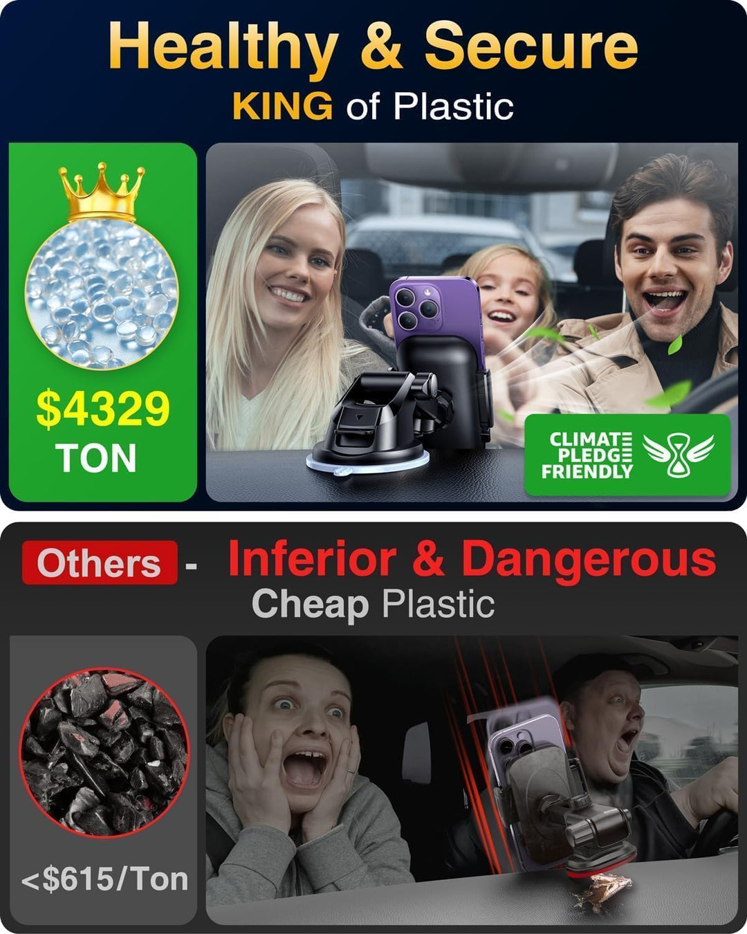 VANMASS Handy Halterung Auto 2024 Neuste Farbe Armeegrün 4 in 1 Handyhalter für Auto Saugnapf & Lüft