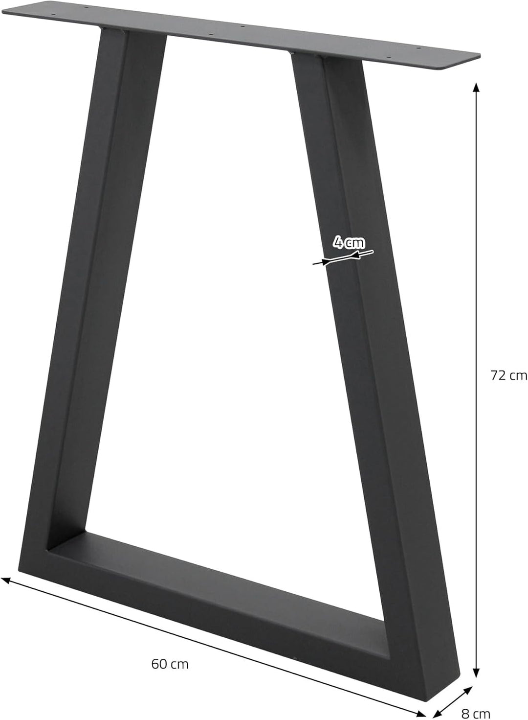 ECD Germany 2X Tischbeine Trapez Design, 60 x 72 cm, Anthrazit, pulverbeschichtete Stahl, Industried