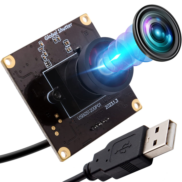 ELP USB Kameramodul High Speed 90fps Global Shutter USB Kamera, 2MP 1200P USB Webcam mit Weitwinkelo