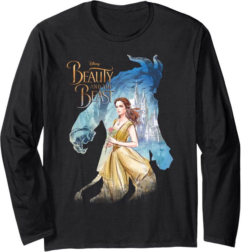 Disney Beauty And The Beast Belle Sketch Silhouette Fill Langarmshirt