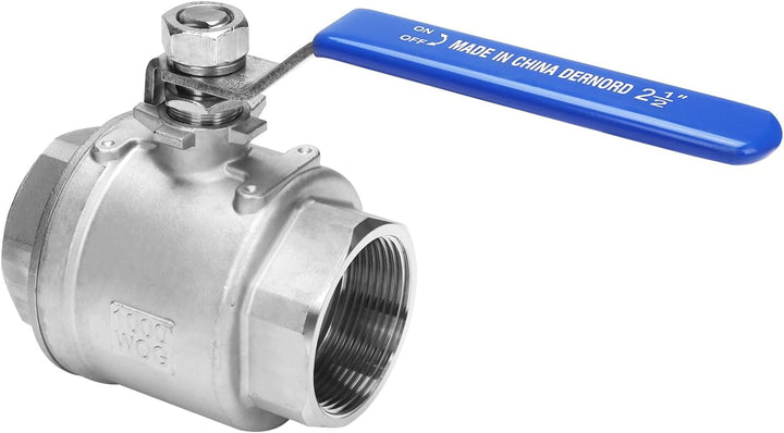 DERNORD Vollanschluss-Kugelhahn Edelstahl 304 Heavy Duty für Wasser, Öl und Gas mit blauen Verriegel