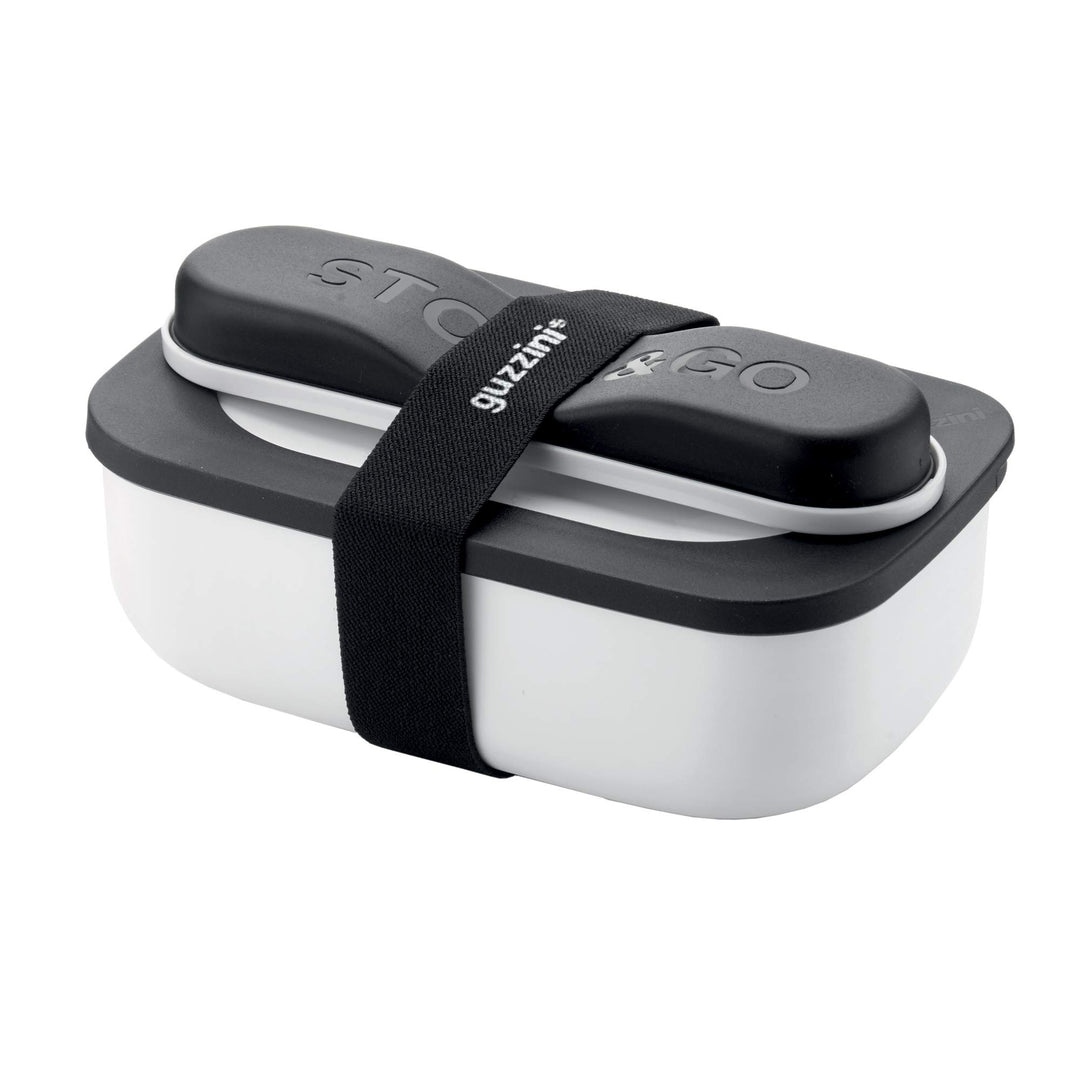 Guzzini - On The Go, STORE&GO Set Lunchbox mit Reisebesteck - Weiss, 20 x 12 x h7 cm | 900ml - 17110