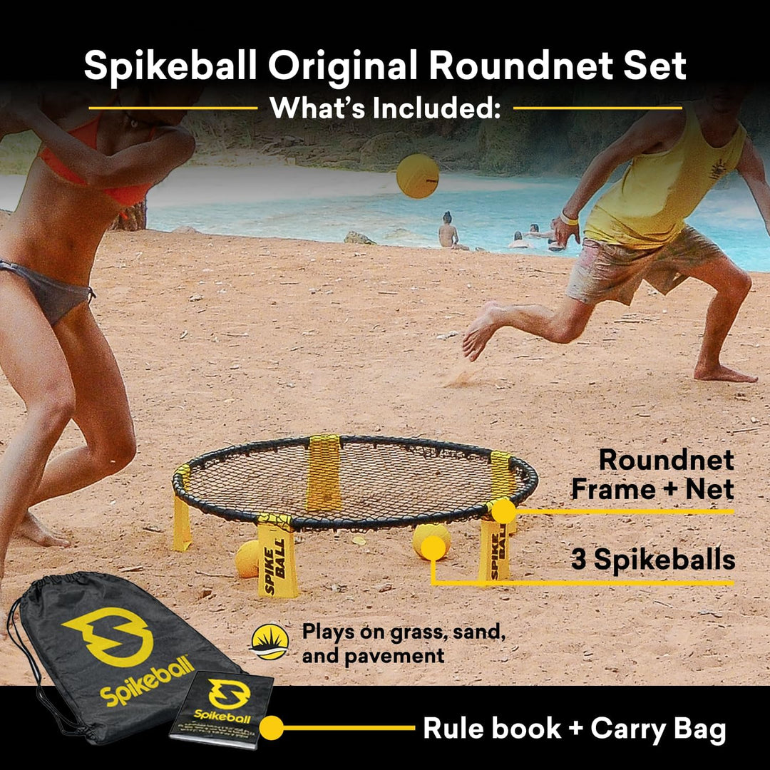 Spikeball Standard 3-Ball-Set – Spiel für Garten, Strand, Park, drinnen Gelb/Schwarz Single, Gelb/Sc