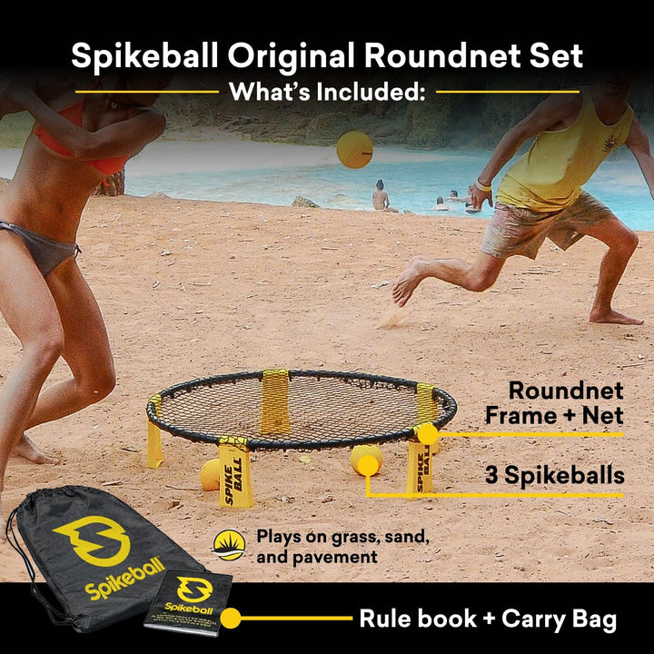 Spikeball Standard 3-Ball-Set – Spiel für Garten, Strand, Park, drinnen Gelb/Schwarz Single, Gelb/Sc