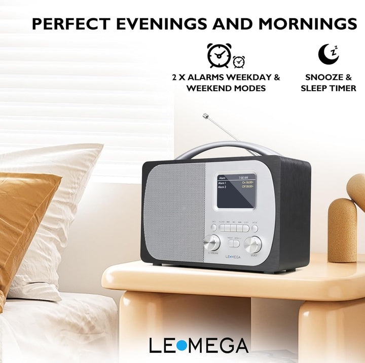 LEMEGA DR5 Tragbares DAB/DAB+ Digitalradio,Radio Holz mit Bluetooth,UKW-Radio für die Küche oder das