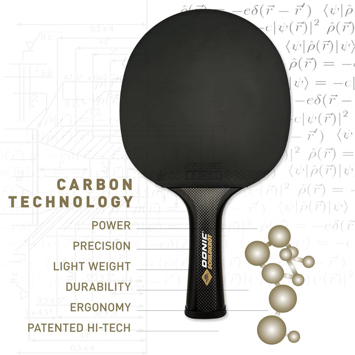 Donic-Schildkröt 100% Carbon Tischtennisschläger CarboTec 7000, inkl. Schlägertasche, One-Piece Kons