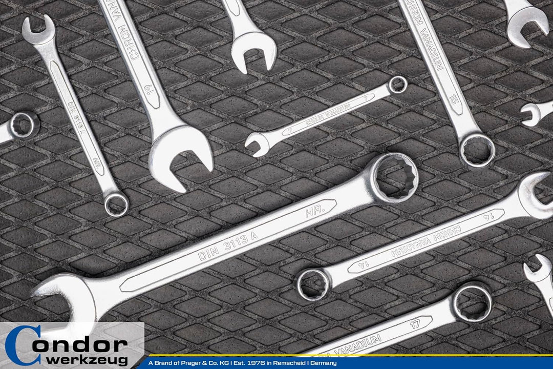 CONDOR Werkzeug 35-12T | Gabel-Ringschlüssel-Satz | 12-tlg. | Chrom-Vanadium-Stahl verchromt | 6-22