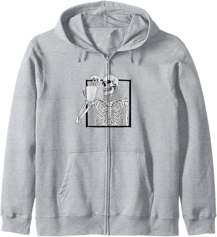 skelett trinkkaffee halloween 2022 skelett kaffee Kapuzenjacke