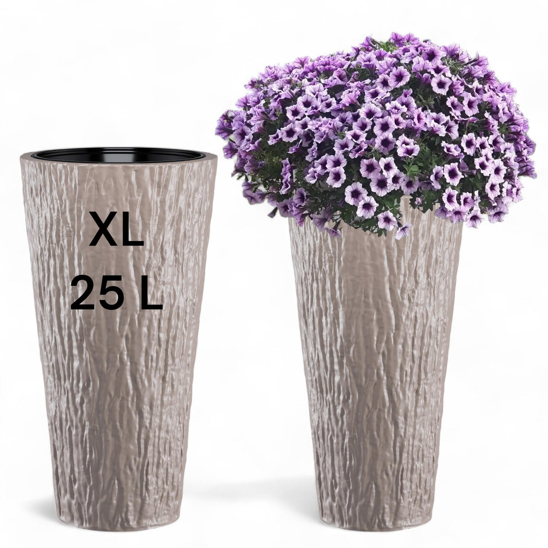 MELTOM Blumenkübel Blumentopf Rund Slim Pflanzkübel mit Herausnehmbaren Einsatz DEKORATIV (Taupe, XL
