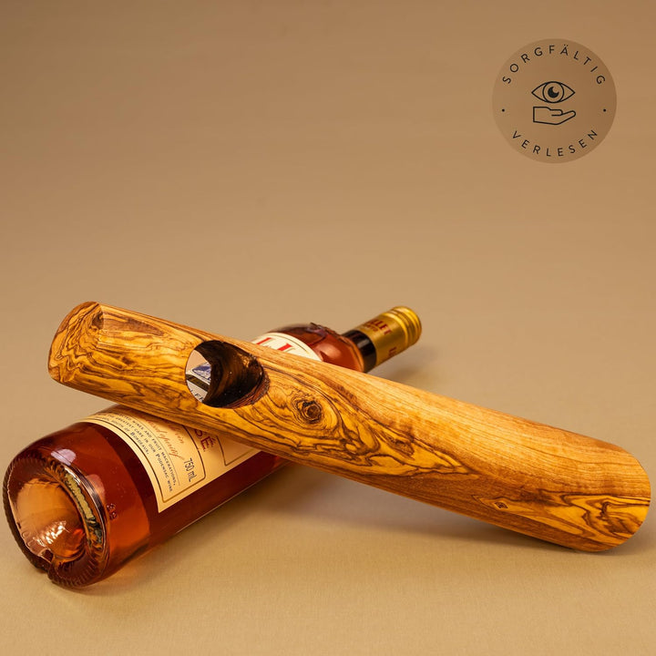 das Olivenholzbrett® Flaschenhalter aus Olivenholz/Weinständer Holz/Weinflaschenhalter/massiv gerade