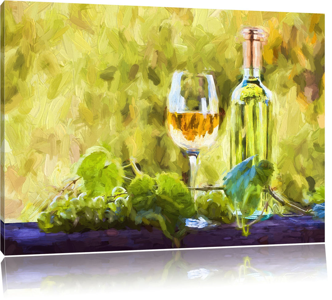 Pixxprint edler Wein und Weintrauben als Leinwandbild/Grösse: 100x70 / Wandbild/Kunstdruck/fertig be
