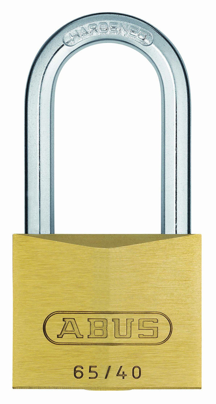 ABUS Vorhängeschloss Messing 65/40HB40 gl.-6403 - gleichschliessend und mit hohem Bügel - Messing-Sc