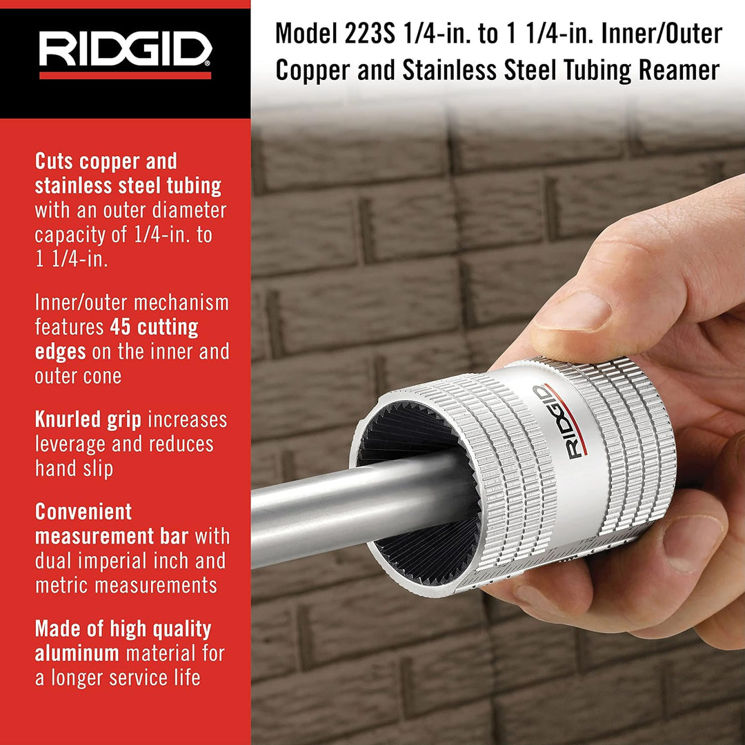 RIDGID 29983 Modell 223S Innen-/Aussenentgrater, 6 mm bis 36 mm Entgrater, Innenrohrentgrater, Ausse