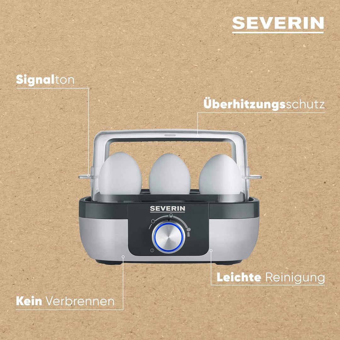 SEVERIN Eierkocher für 6 Eier mit elektronischer Kochzeitüberwachung, inkl. Messbecher mit Eierstech