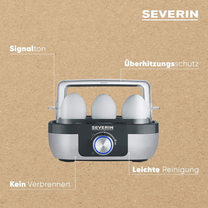 SEVERIN Eierkocher für 6 Eier mit elektronischer Kochzeitüberwachung, inkl. Messbecher mit Eierstech