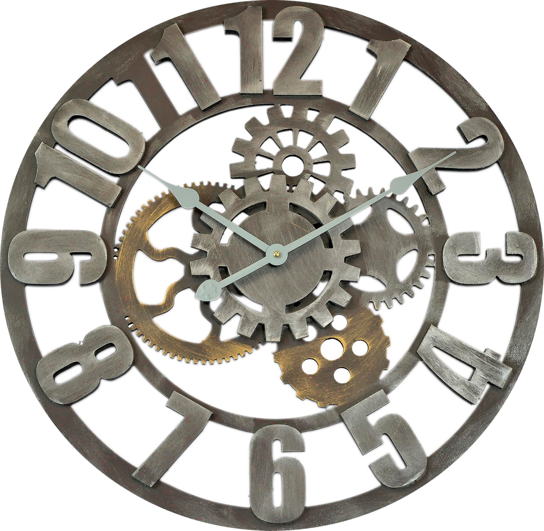 Technoline WT 1613 Quarz-Wanduhr 60 cm XXL | Vintage Industrie Design mit Zahnrädern | Grosse Metall