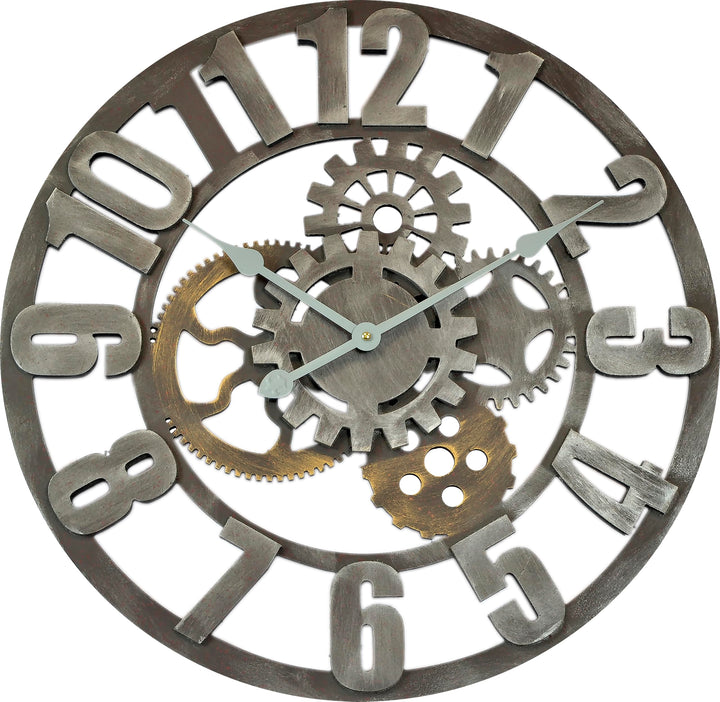 Technoline WT 1613 Quarz-Wanduhr 60 cm XXL | Vintage Industrie Design mit Zahnrädern | Grosse Metall
