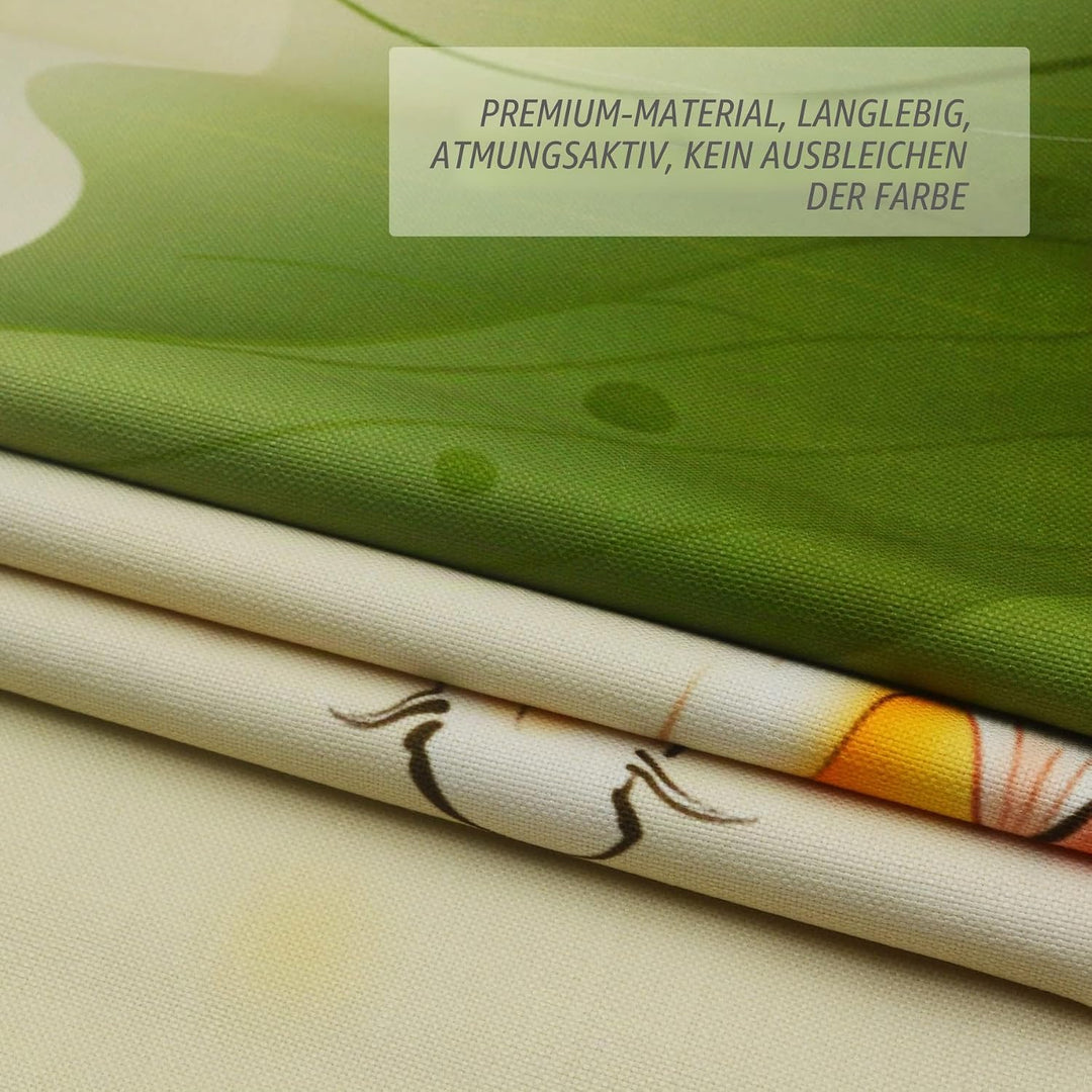 LIGICKY Japanischer Stil dick Leinen Noren Lang Vorhänge Lotus Leaf and Carp Türvorhang Raumteiler T