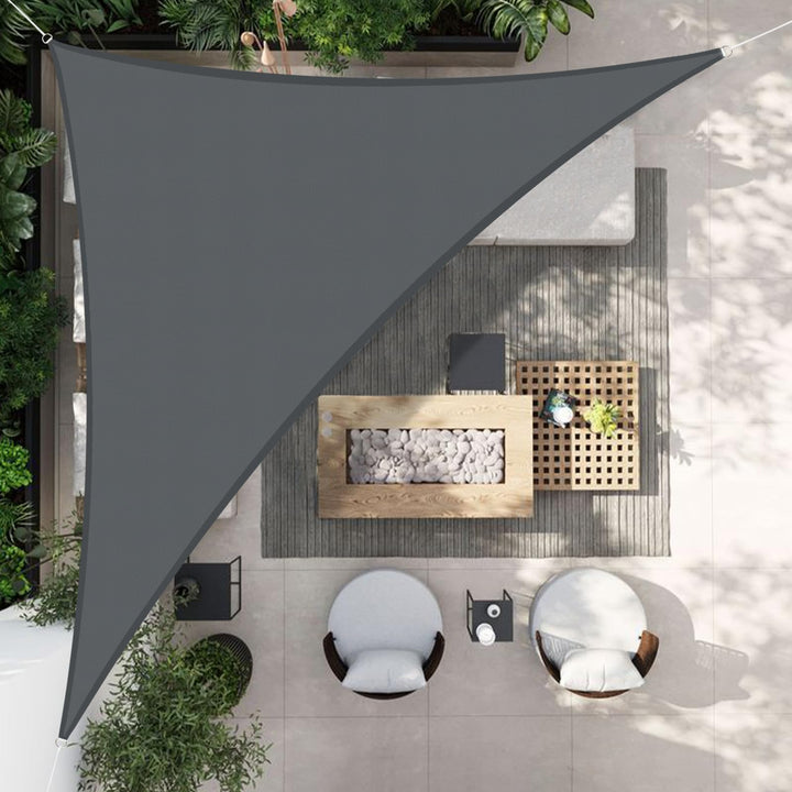 HENG FENG Sonnensegel 5x5x7m Dreieckig Wasserdicht mit 95% UV-Schutz Sonnenschutz für Garten Terrass