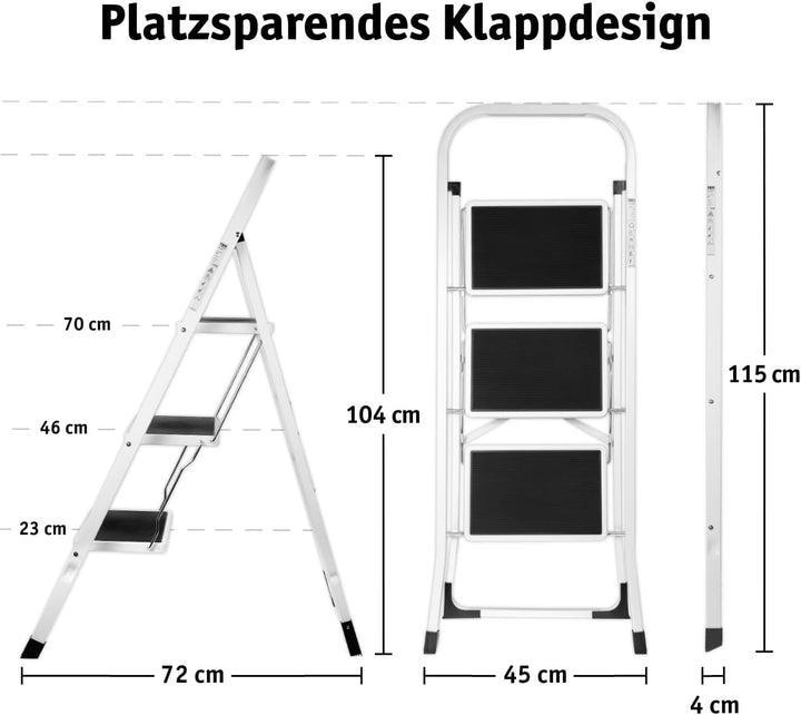 WALTER Stufen Leitertritt klappbar, aus beschichtetem legiertem Stahl, vormontiert für sofortigen Ei