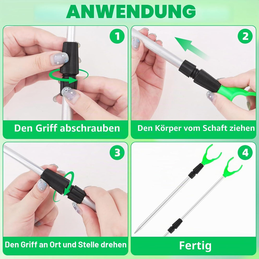 Angelzubehör-Set, 12-teilig, 4 Angelrutenhalterungen, 8 Zwillingsclips, Alarmglocken Teleskop-Rutenh