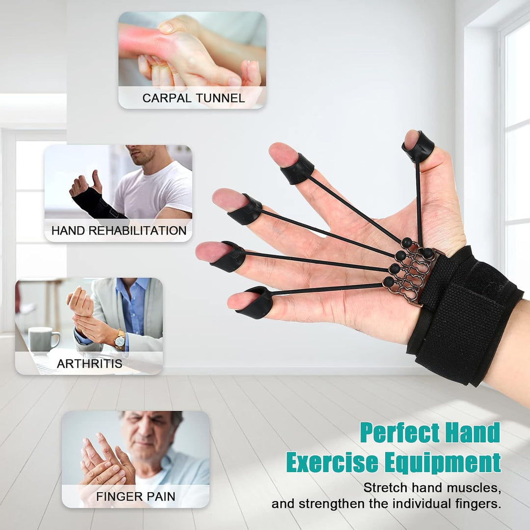 4 Pack Fingertrainer mit Armband，(20lb, 40lb, 60lb, 75lb) 4 in 1 Finger Extensor Exerciser Handgriff