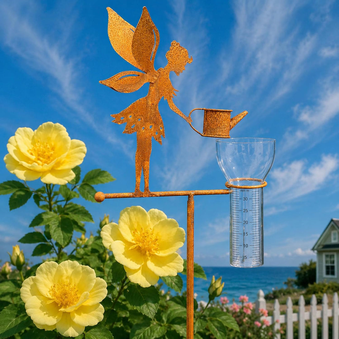 Pommerntraum ® | Regenmesser Niederschlagsmesser Pluviometer Edelrost Wetterstation Gartendeko Garte