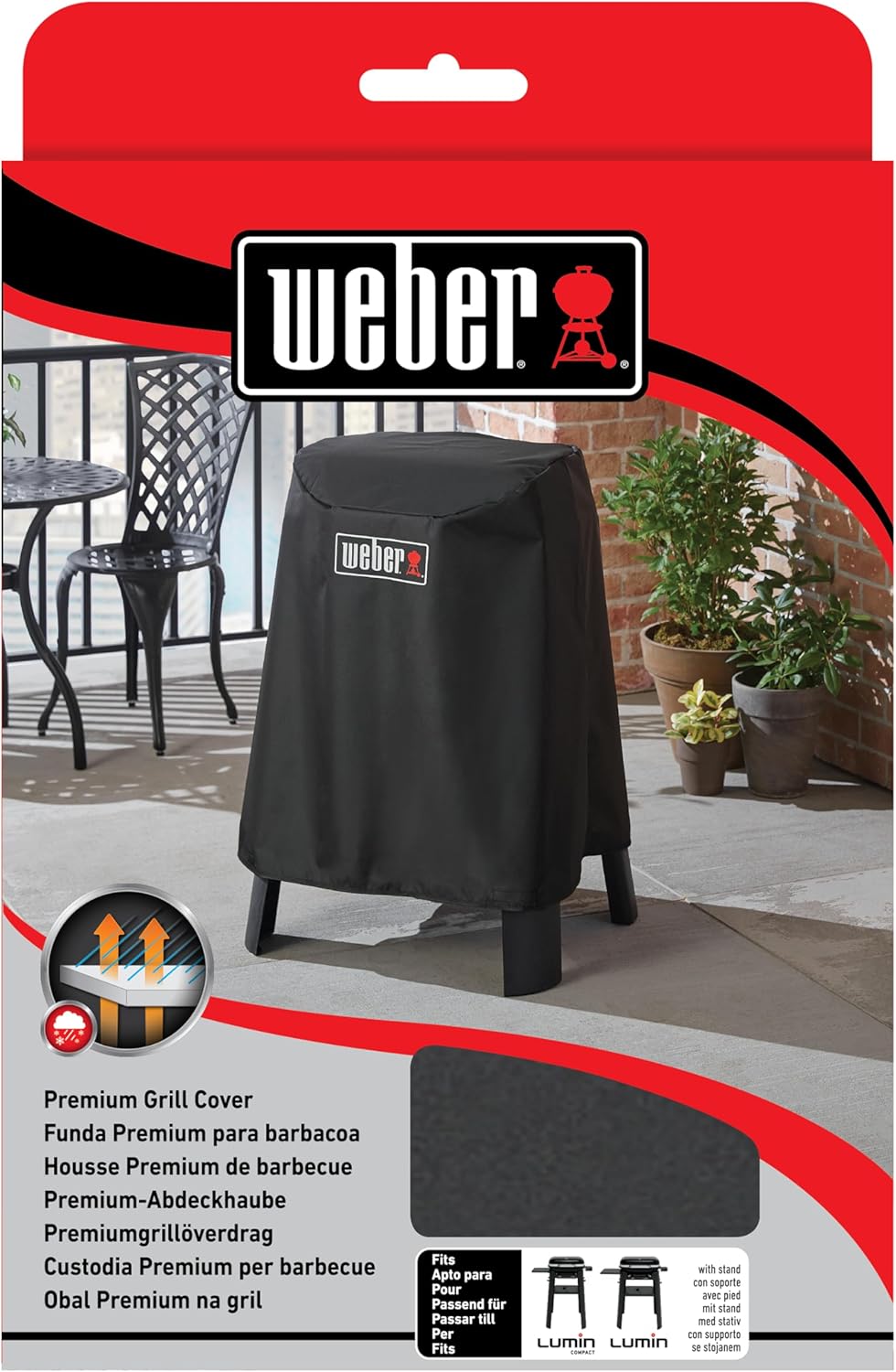 Weber Premium Grillabdeckung/Für Lumin Elektrogrill mit Stand, wasserdichtes UV-beständiges Material