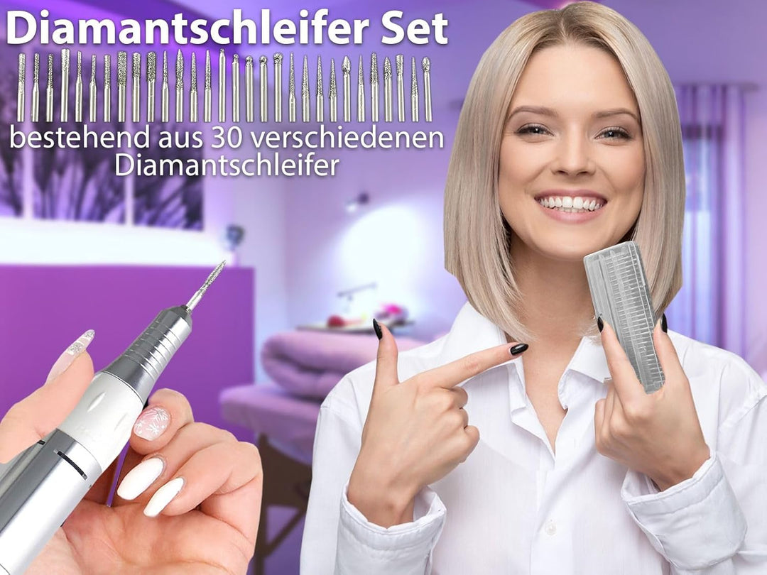PROFI Hornhaut-Fusspflegegerät Nagelfräser Schleifgerät Hornhautschleifer + 2 Fräser-Set`s inkl. Auf