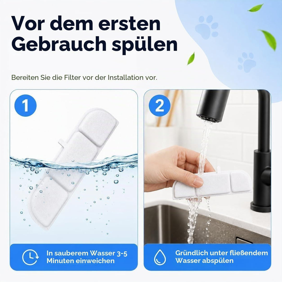Katzen Trinkbrunnen Filter Ersatzfilter kompatibel mit DownyPaws DPWFP6 | 12 Filter und 12 Schwämme