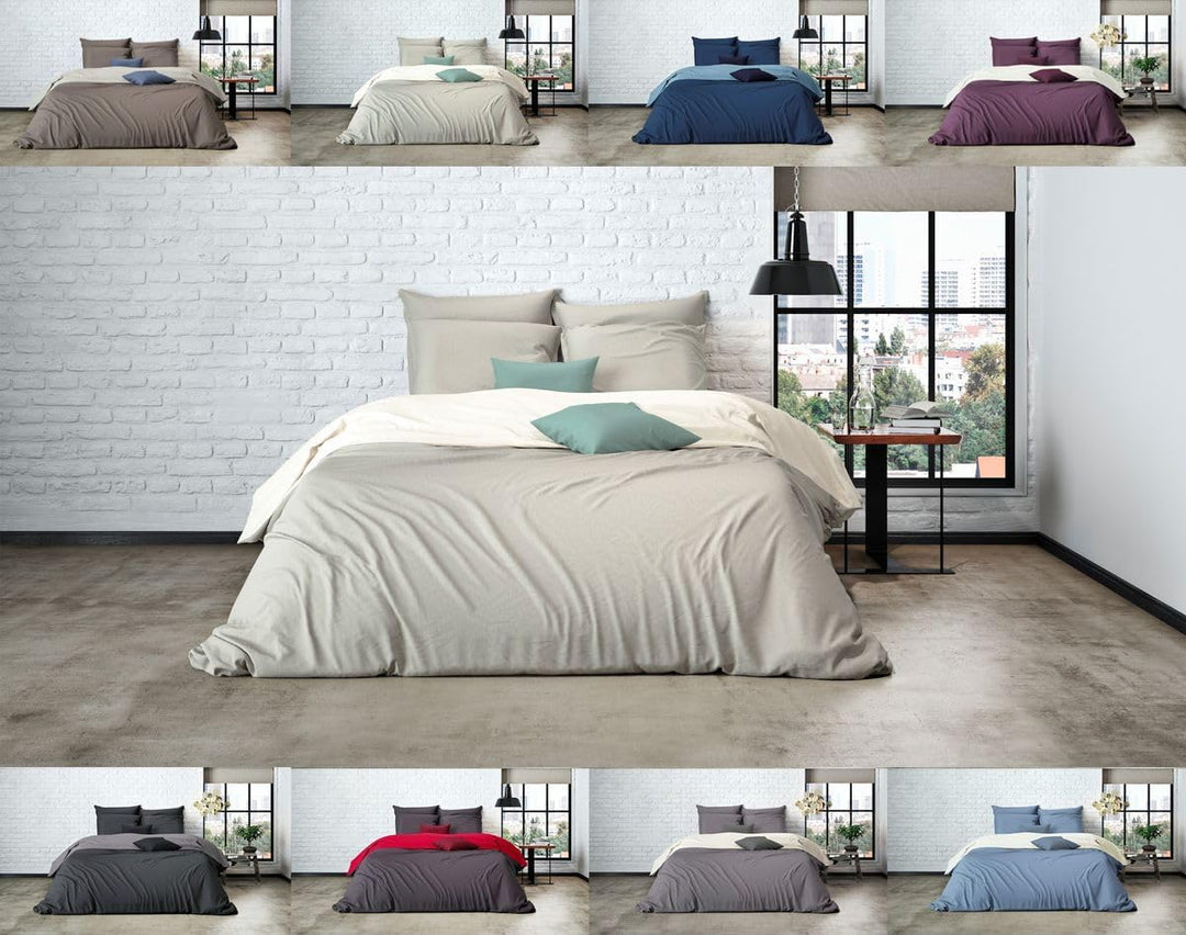 Uni Einfarbig Wende Bettwäsche Mistral Home Edel Perkal 100% Ägyptische Baumwolle, Grösse:240x220cm