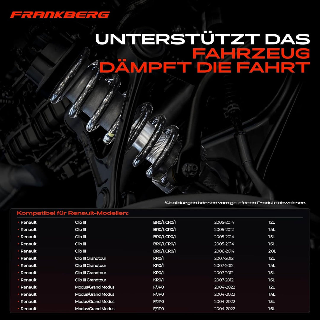 Frankberg 2x Federn Fahrwerksfeder Hinterachse Kompatibel mit Clio III 2005-2014 Clio III Grandtour