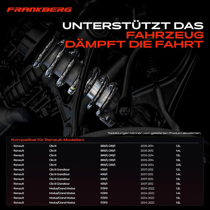 Frankberg 2x Federn Fahrwerksfeder Hinterachse Kompatibel mit Clio III 2005-2014 Clio III Grandtour