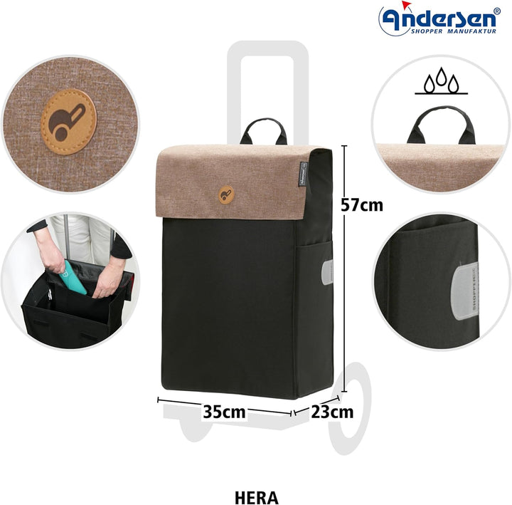 ANDERSEN Einkaufstrolley - Scala Shopper Hera Sand 47 L Einkaufsroller, modern, Reflektor, klappbar,