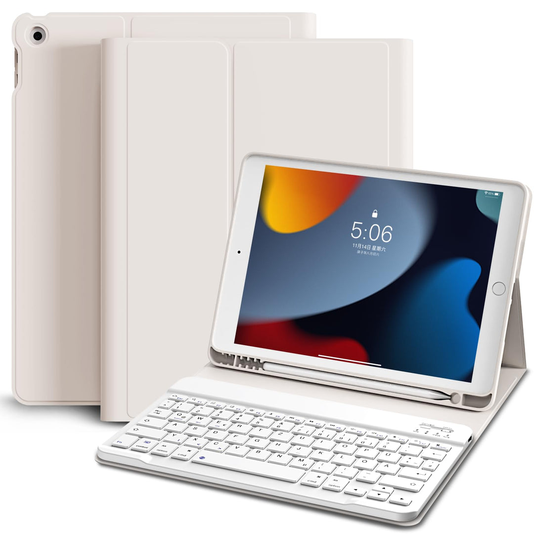 Hülle mit Tastatur für iPad 9. / 8. / 7. Generation 10,2 Zoll 2021/2020/2019, Bluetooth Magnetisch Q