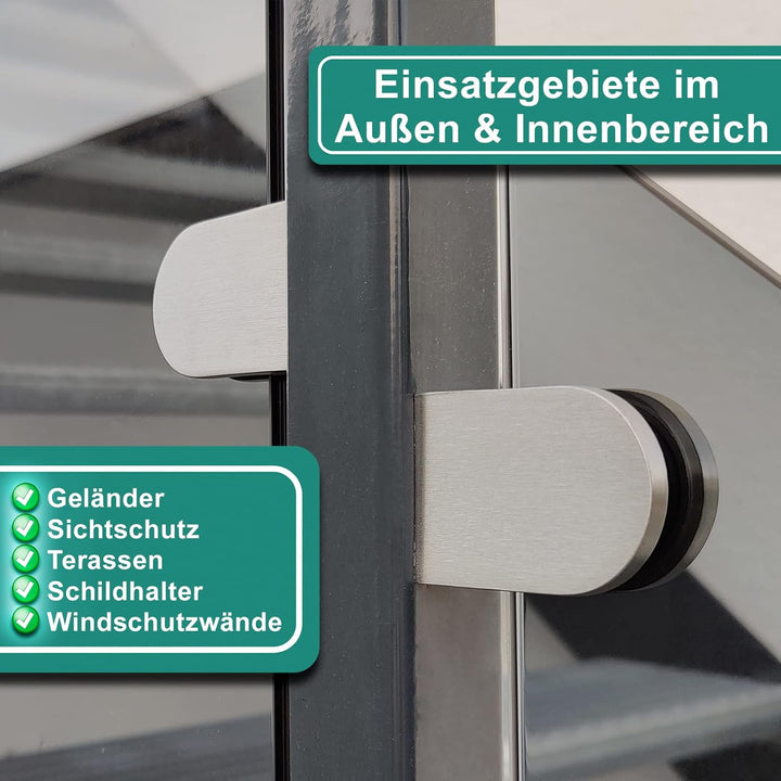PRIOstahl Glashalter 4 Stück Glasklemmen Klemmhalter Glasplattenhalter 63 x 45 x 26-28 mm mit Sicher