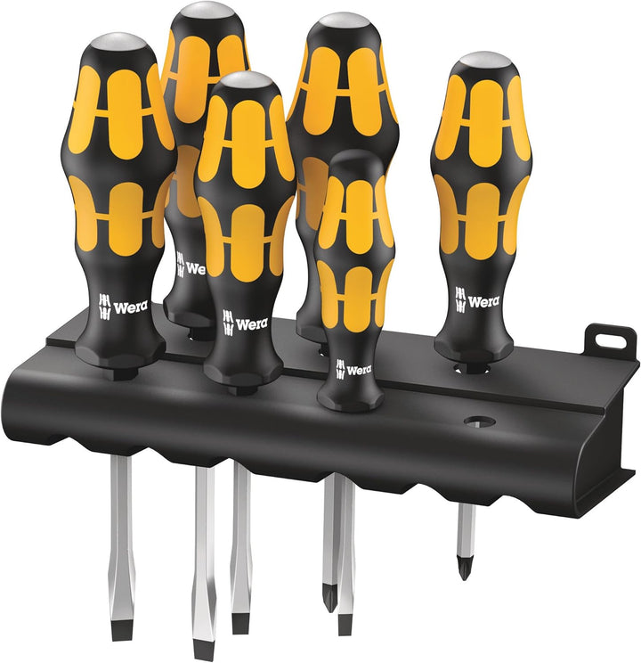 Wera Schraubendrehersatz 932/918/6 Kraftform Plus: Der Schraubmeissel + Rack, 6-teilig, 05018287001,