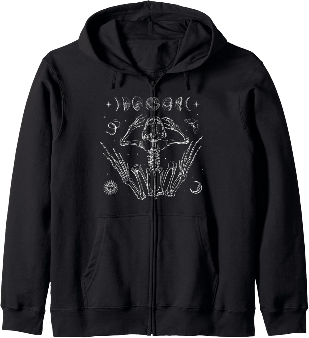 Goblincore Aesthetic Frog Skeleton Goth Dark Academia Grunge Kapuzenjacke