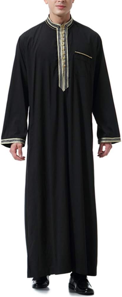 Kaftan Herren Lang Gebetskleidung für Männer Islamische Kleidung Herren Muslim Kleid Langarm Arabisc