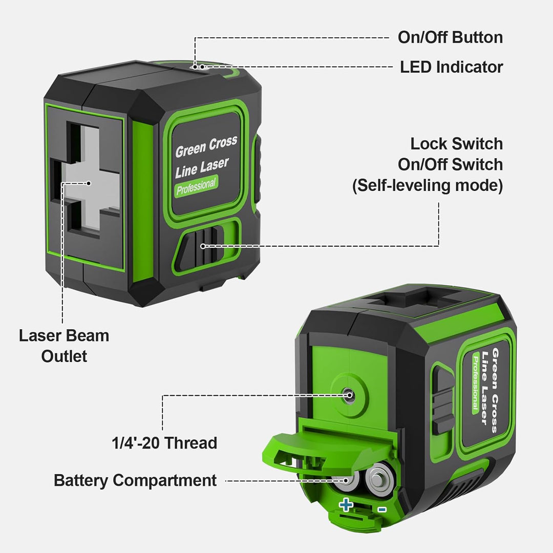 Kreuzlinienlaser mit Stativ, 360 Grad Laser Level, Laser Wasserwaage, Helligkeit einstellbar/IP54 Wa