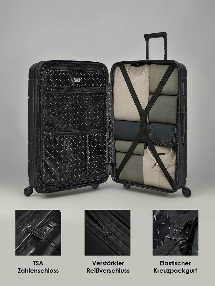 REDOLZ Hartschalen Check-in Koffer | Grosser XL Trolley 51 x 32 x 76 cm mit Dehnfalte aus hochwertig