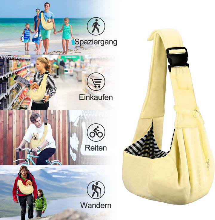 PetLoft Tragetuch Hund, Reversibel Kleine Hundetrage, Einstellbar Pet Tragetuch, Freisprecheinrichtu