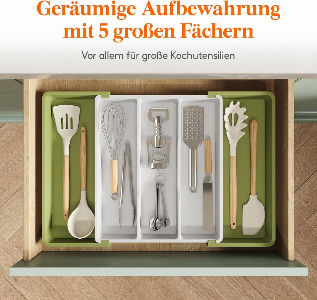 Lifewit Besteckkasten für Schubladen, erweiterbarer grosser Besteckkasten für die Küche, verstellbar