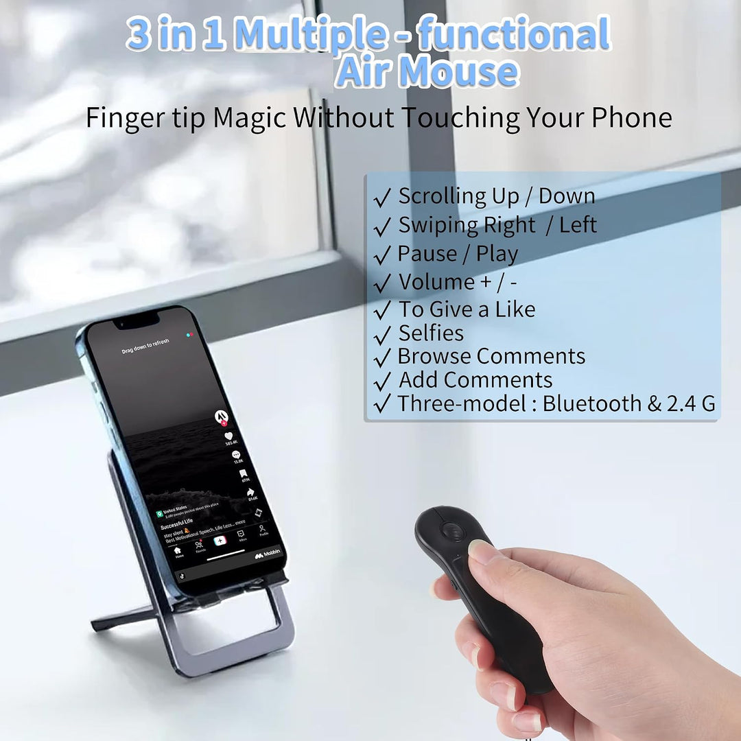 Fingerspitzen Scrolling Mini Bluetooth-Maus,BT5.3+2.4G+USB-C,Drei-Modus+Touchpad,4in1Tragbare Page T