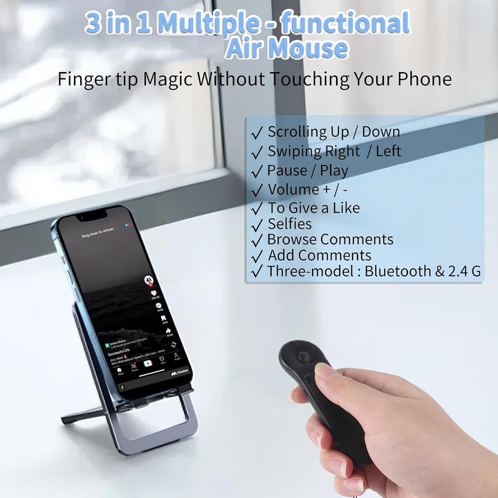 Fingerspitzen Scrolling Mini Bluetooth-Maus,BT5.3+2.4G+USB-C,Drei-Modus+Touchpad,4in1Tragbare Page T